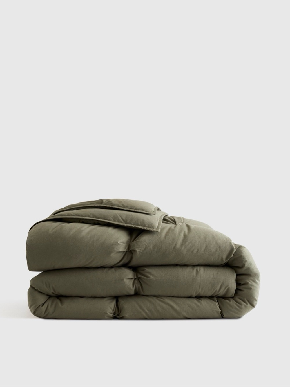Quince Cotton Pintuck Comforter, Full/Queen, Dusty Olive